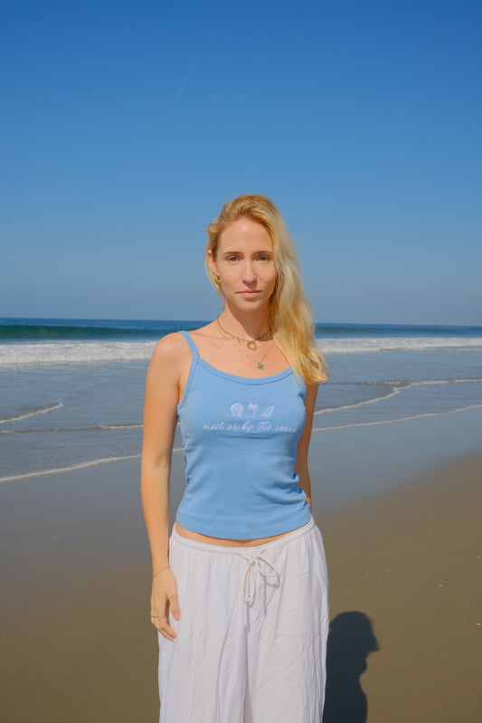 Meet Us By The Coast Baby Tank - Blue